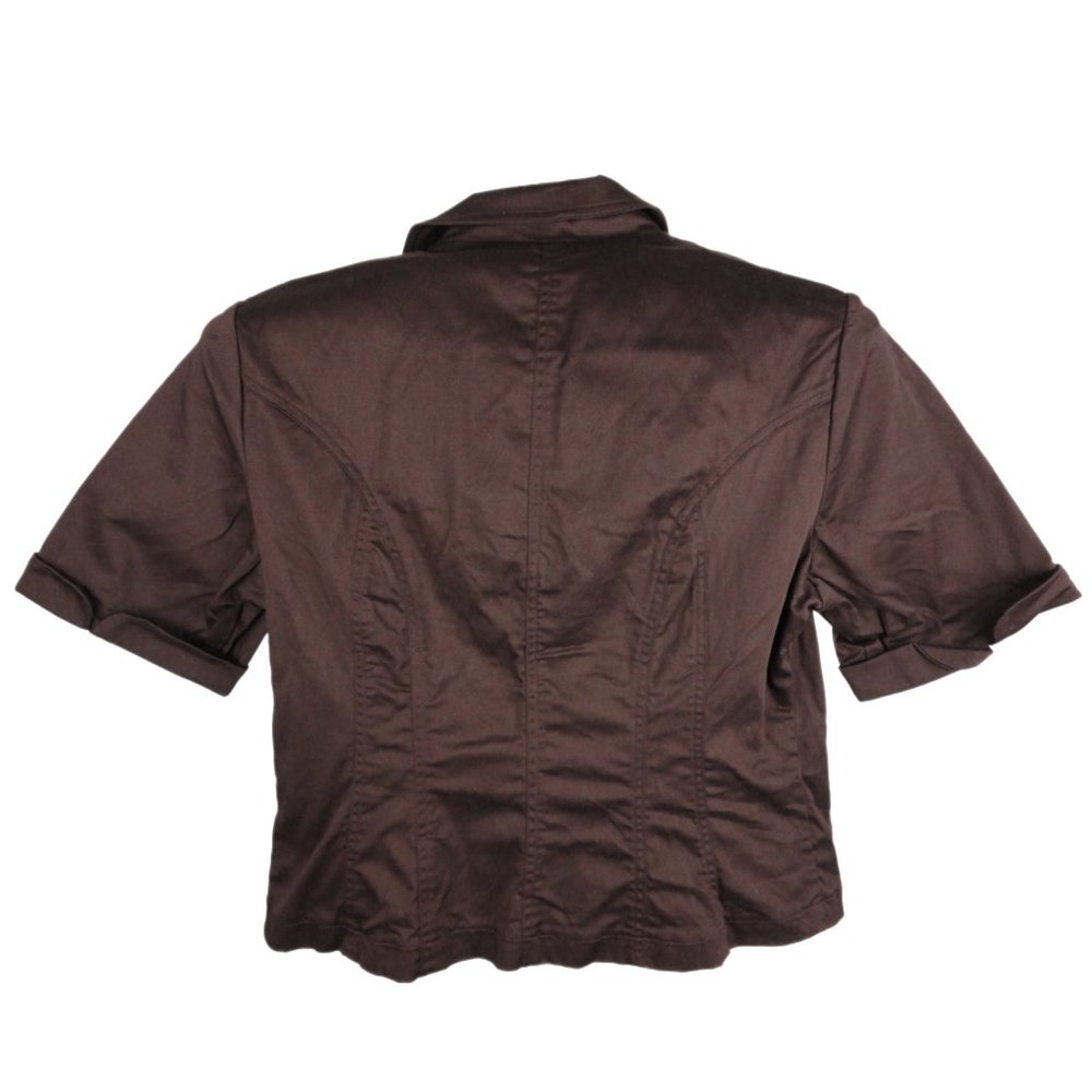 Coldwater Creek Brown Short‎ Sleeve Lightweight Jacket Blazer 2 Button Size 16 - Picture 2 of 2